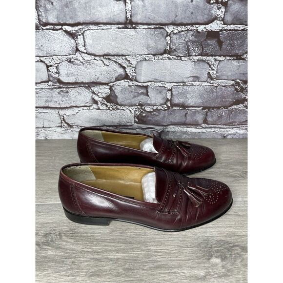 Stamati Mastroianni Burgundy Leather Wingtip Tassel Loafers Men’s Sz 8M US/41EU - Picture 3 of 16